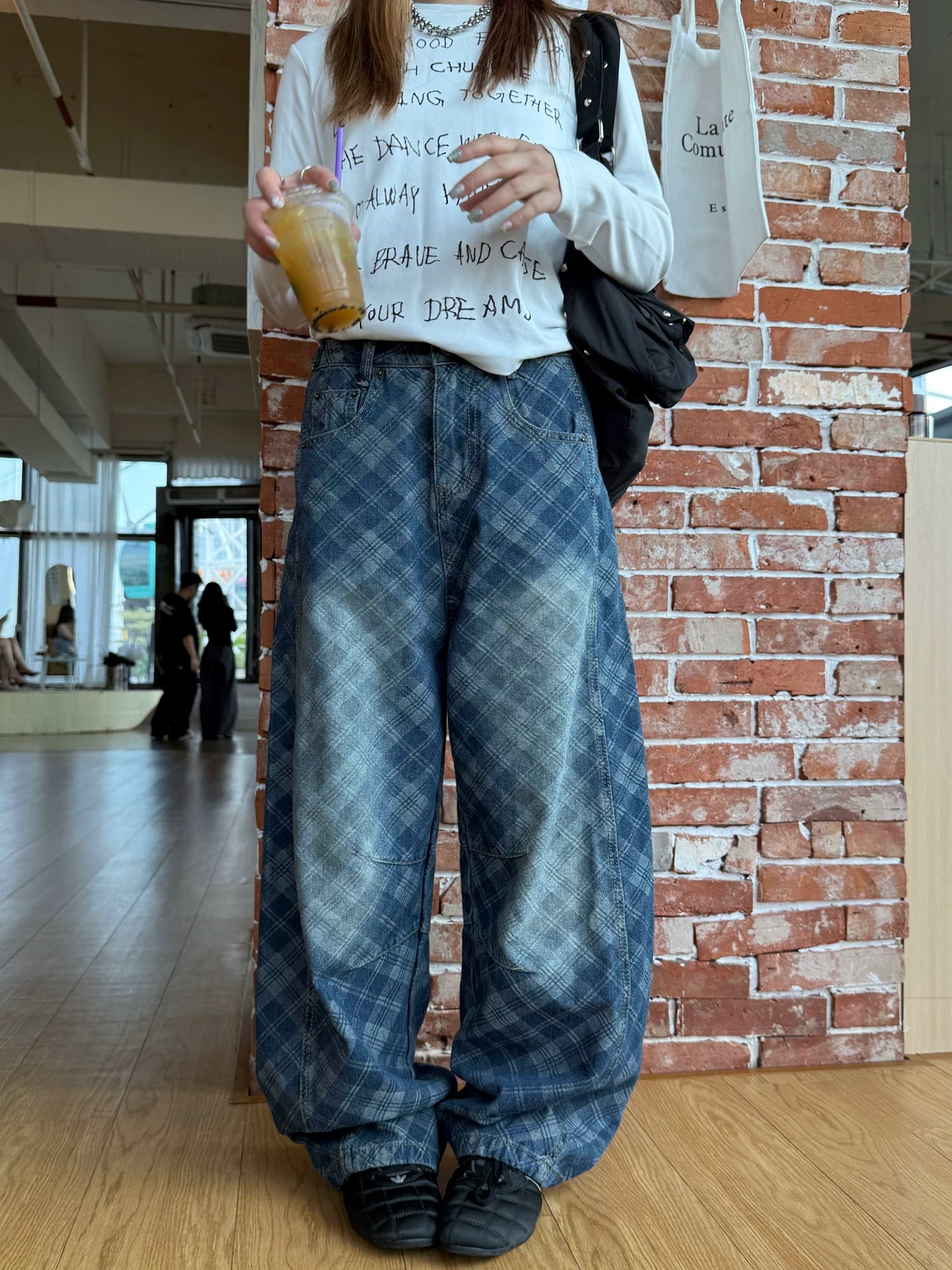 CCYE Vintage Plaid Scimitar Jeans