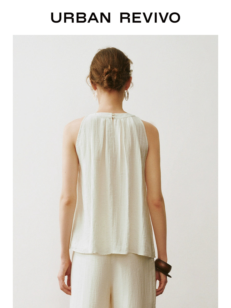 URBAN REVIVO Neck Off-the-shoulder Loose Sleeveless Blouse Shirt