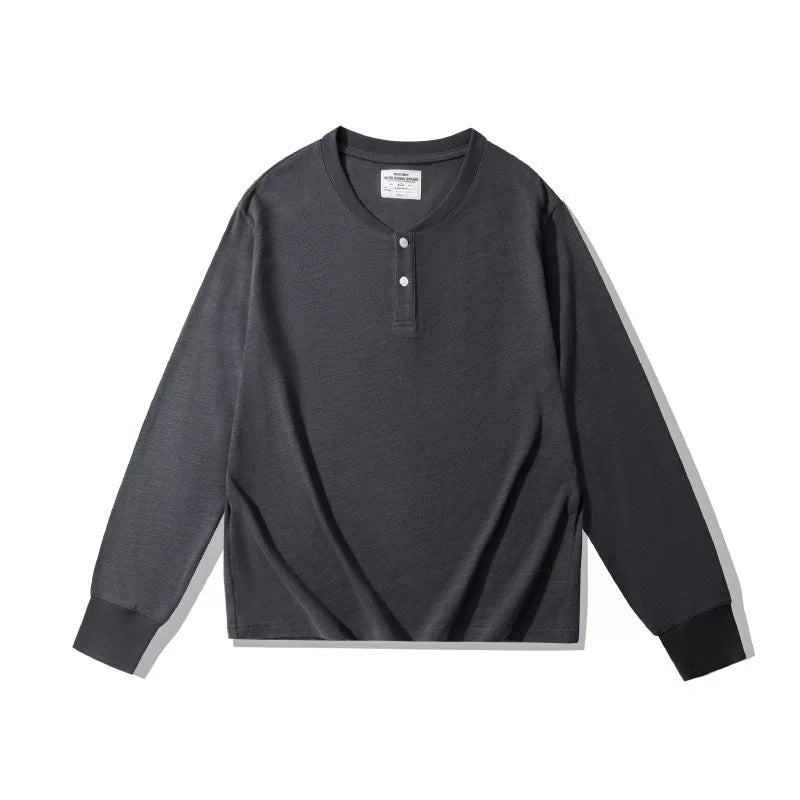 BlankMap Vintage Henry Collar Loose Shoulder Long Sleeves