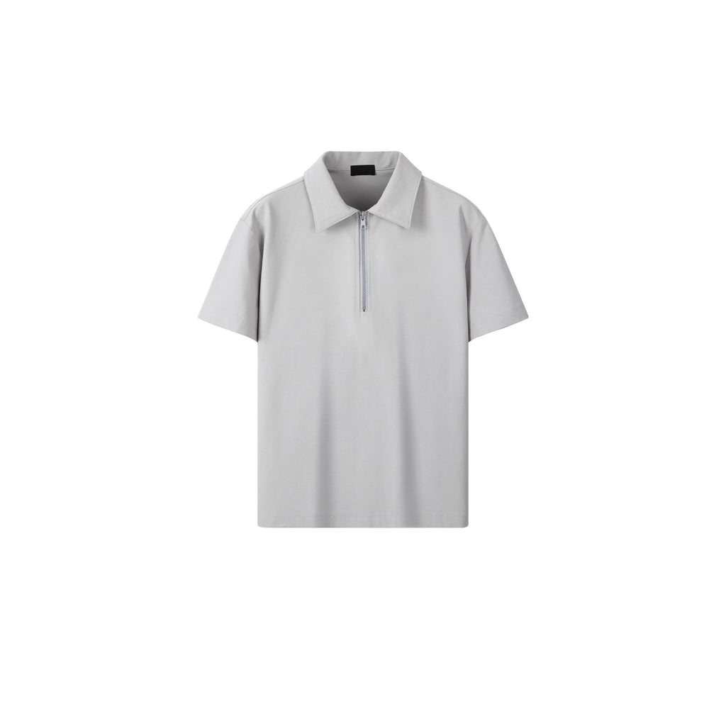 PLUS NO LOGO Half Zipper Polo Short Sleeve Shirt