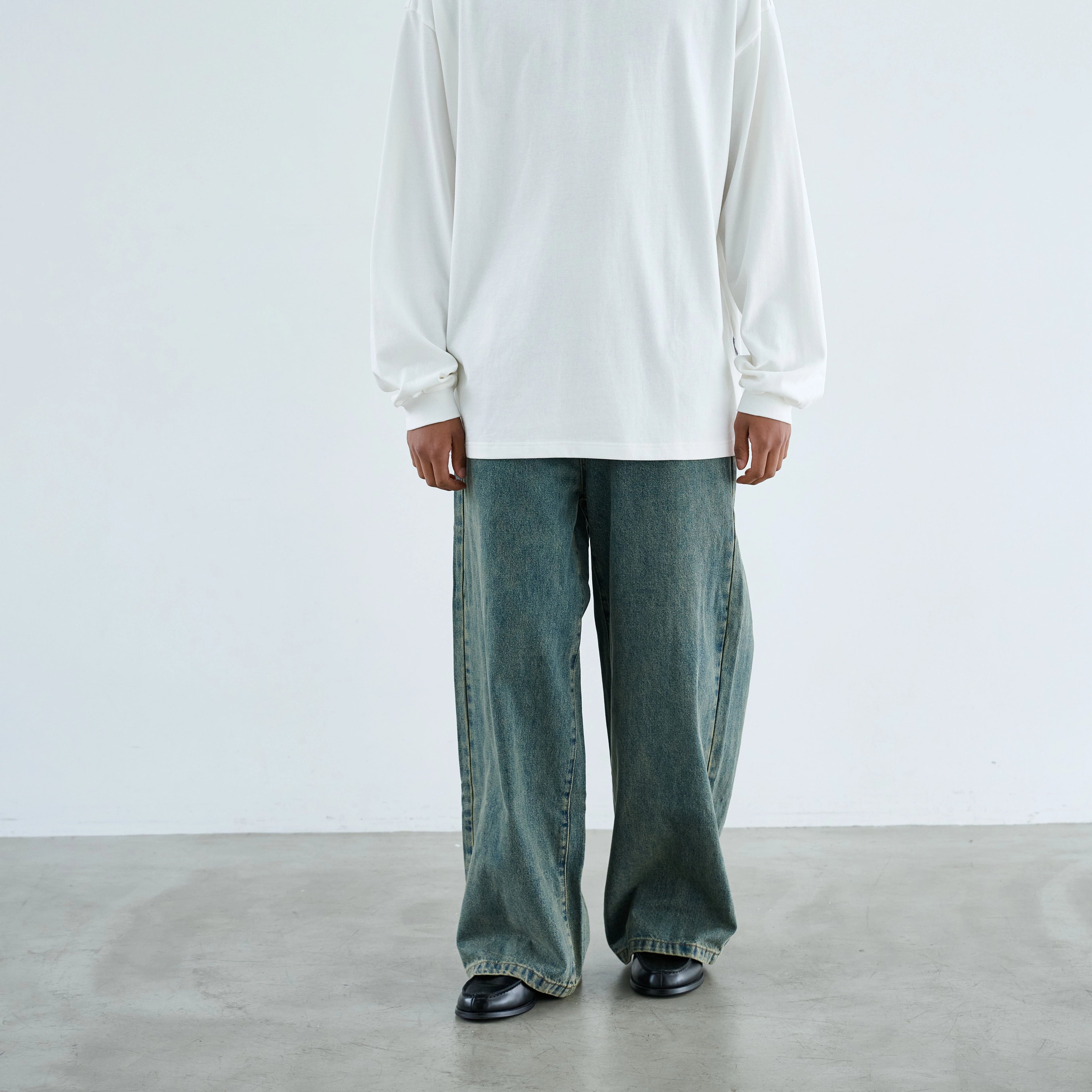 Anniehall Yellow Mud Rust Old A-shaped Loose Jeans