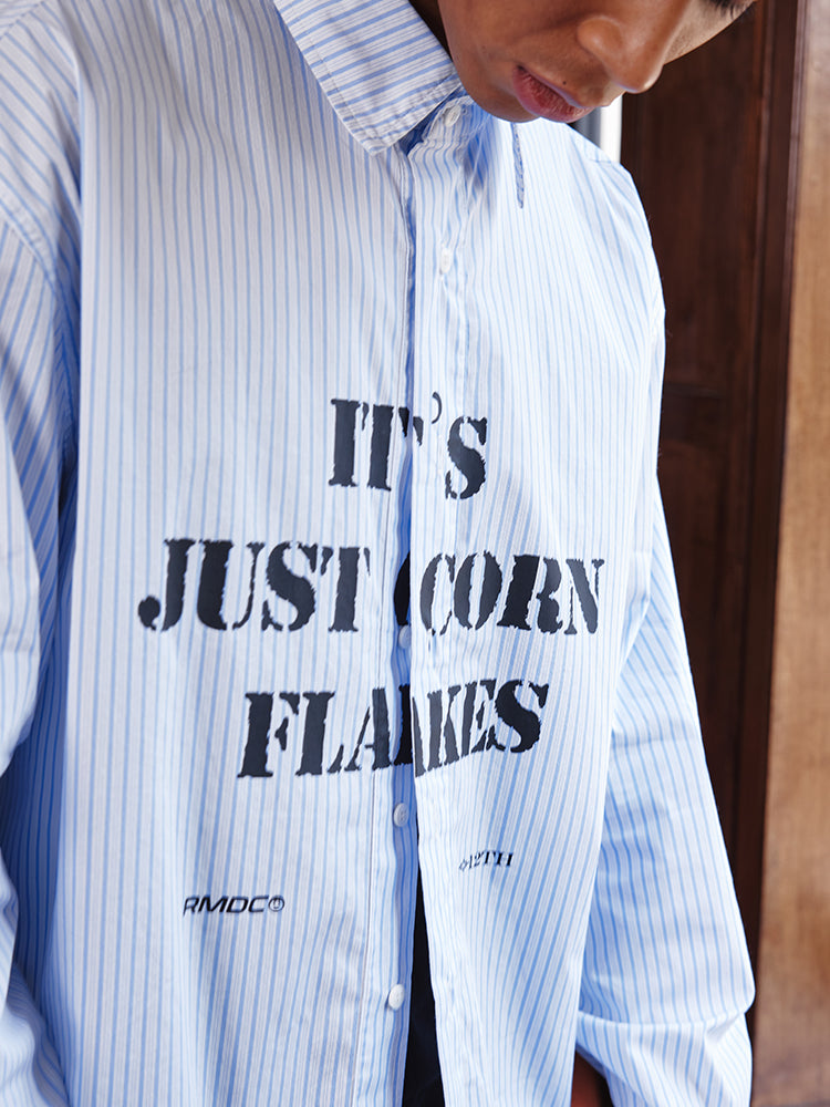 Remedy Letter Printed Striped Shirt