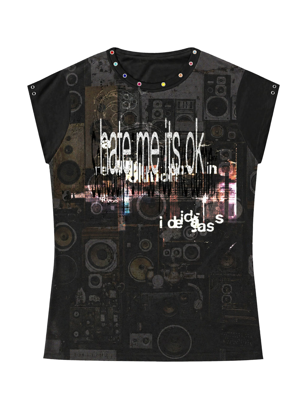 PAIKI Retro Rivet Casual Round Neck Tee