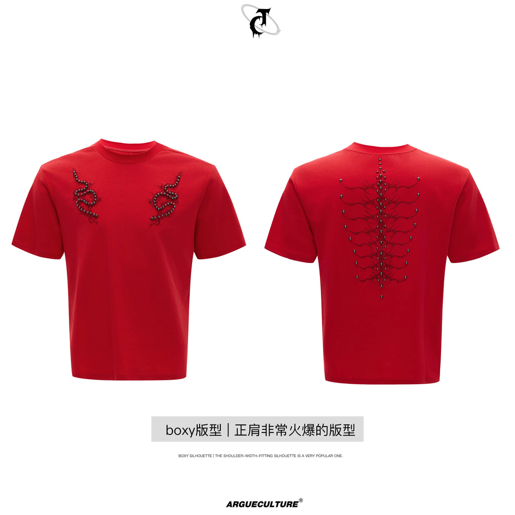 ArguECulturE Vintage Embroidery Slim Shoulder Tee