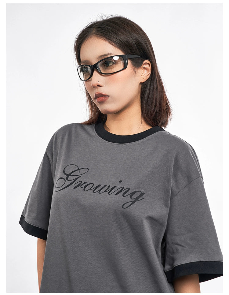 MT99 Simple Letter Printing Color Matching Tee