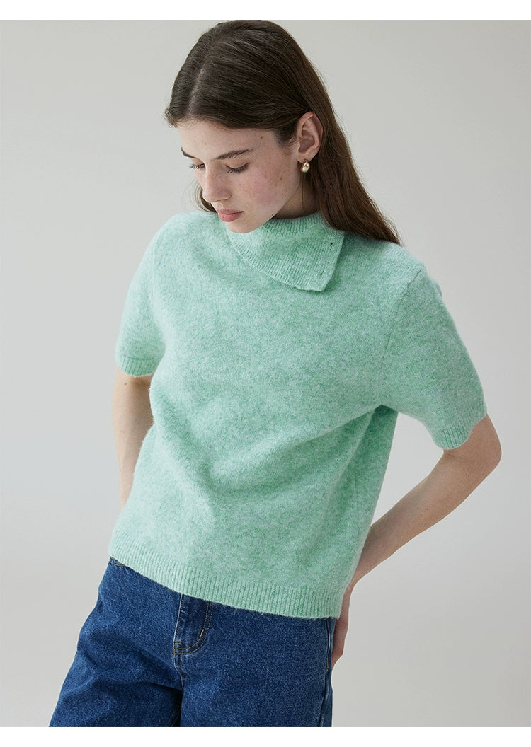 VOOE Korean Turtleneck Loose Short-sleeved Knitted Sweater