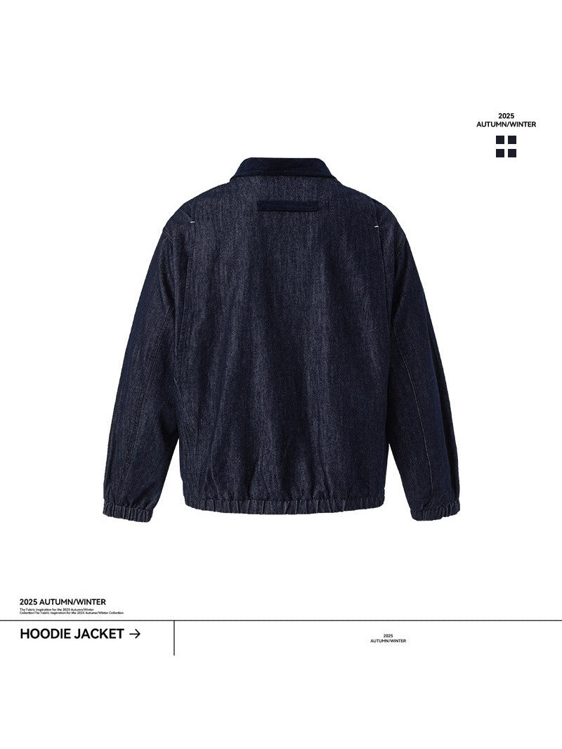 UNF Vintage Thickened Warm Lapel Denim Jacket