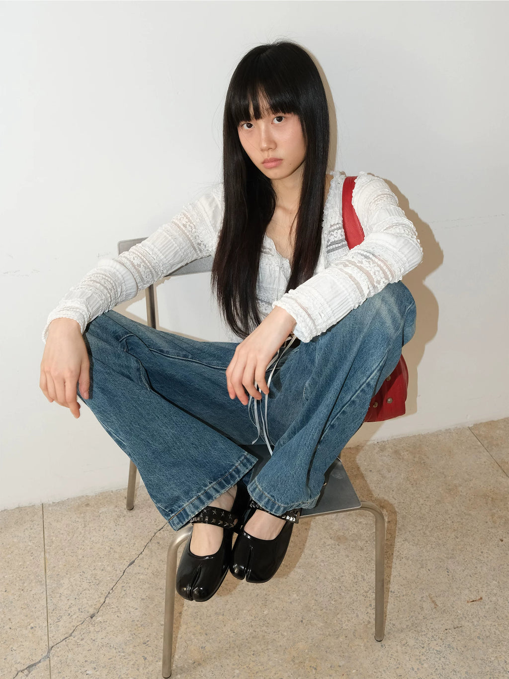 Mooreyu Sweet Cool One-Word Shoes with Round Head Flat Bottom