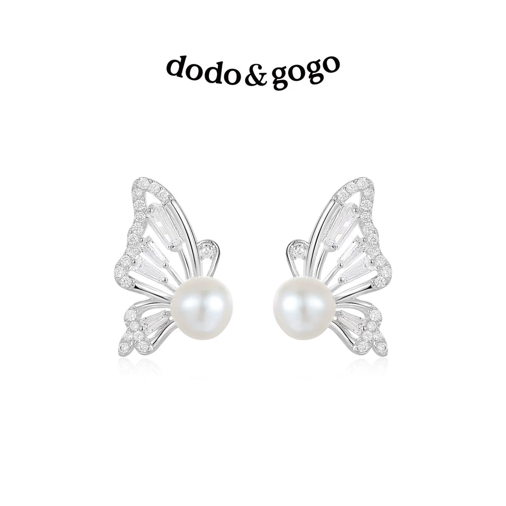 DODOGOGO Butterfly Pearl Earrings