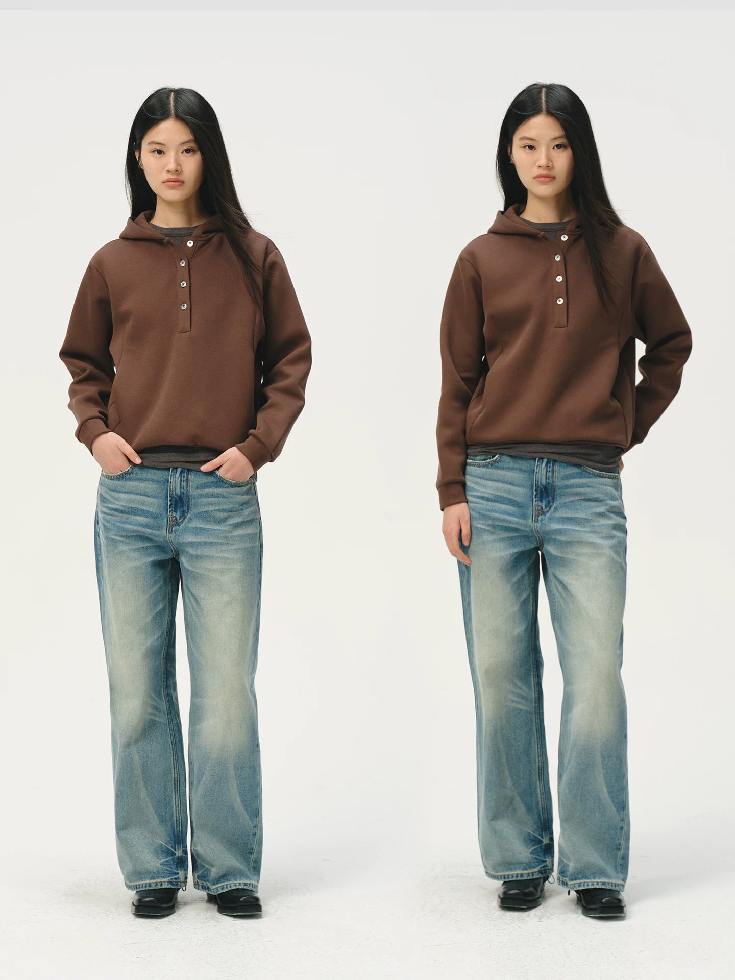 No Logo Loosestraight-leg Slightly Wide Jeans