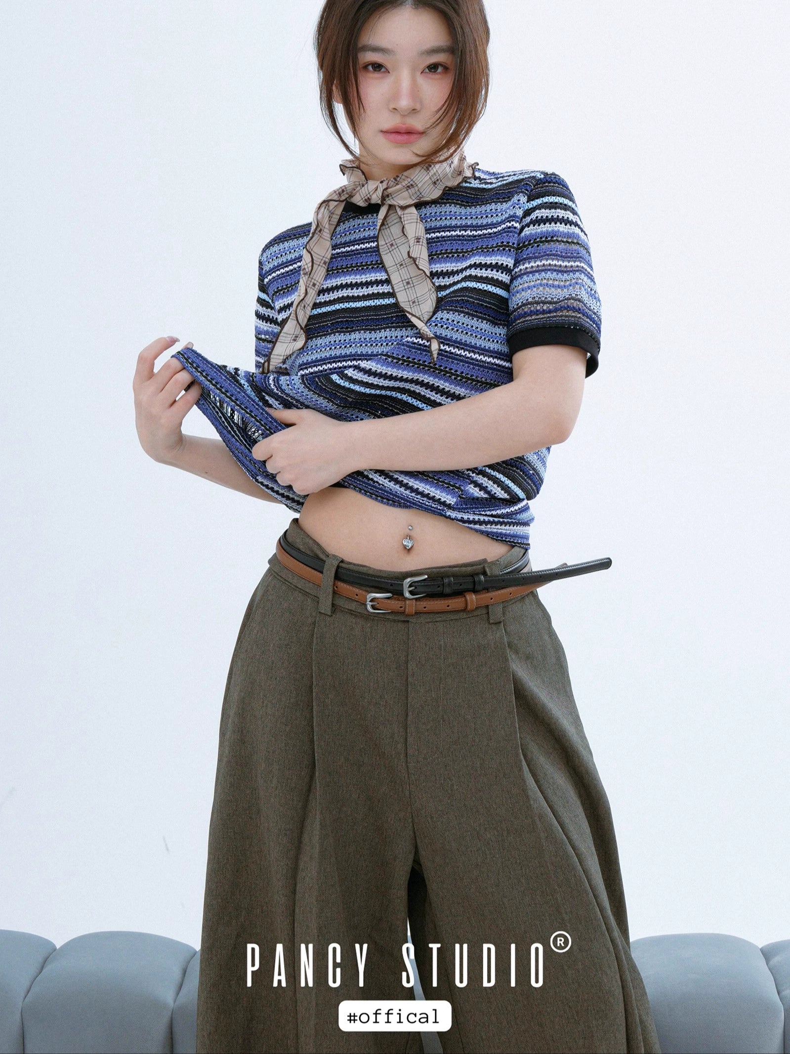 PANCY Simple Retro Thin Double-sided Leather Belt