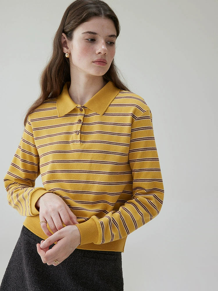 VOOE Contrast Stripes Loose Long Sleeves