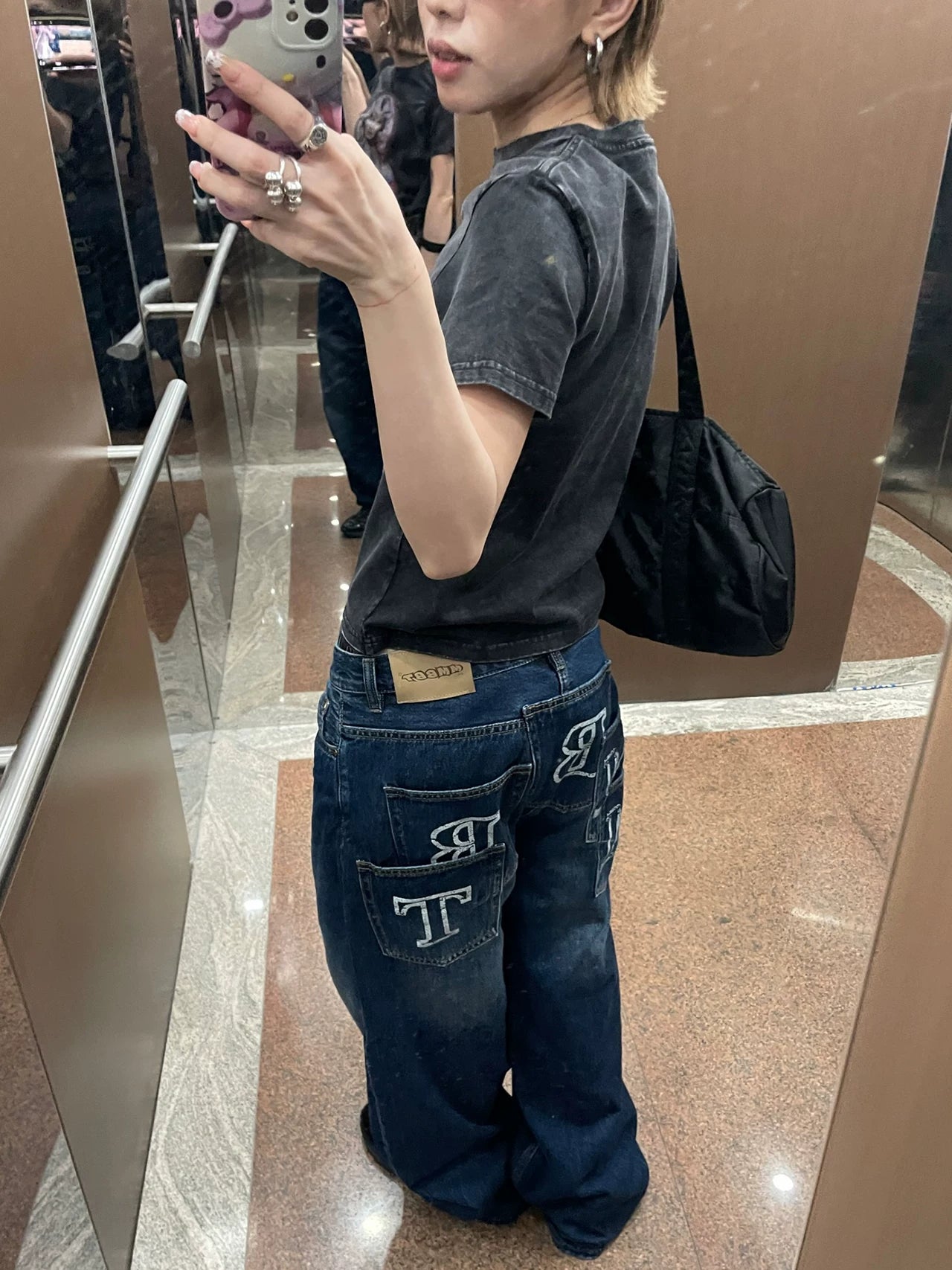 MMBBT Multi-pocket Embroidered Loose and Versatile Jeans