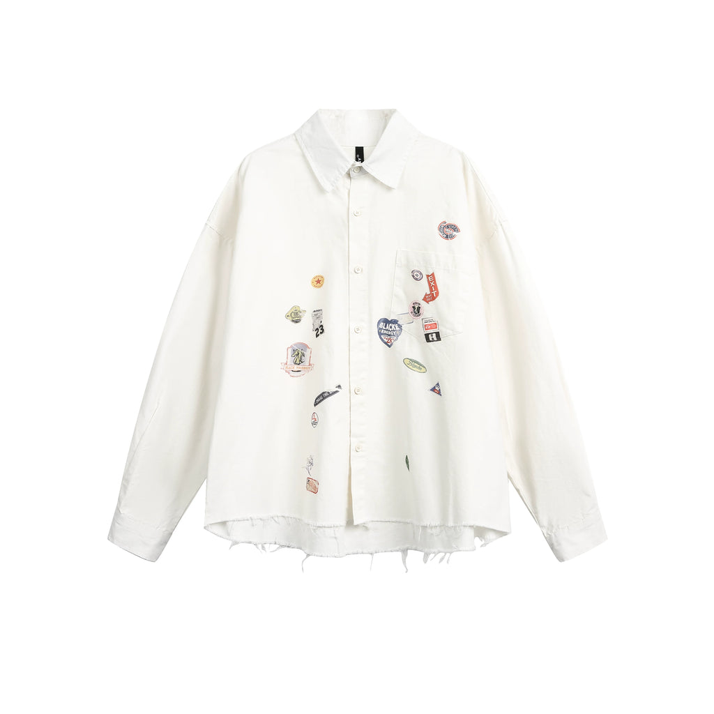 MADWITCH Fun Print Loose Long Sleeve Shirt