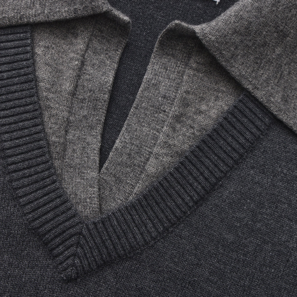 KNITRIOT Fake Two-piece Lapel Long-sleeved Knitted Sweater