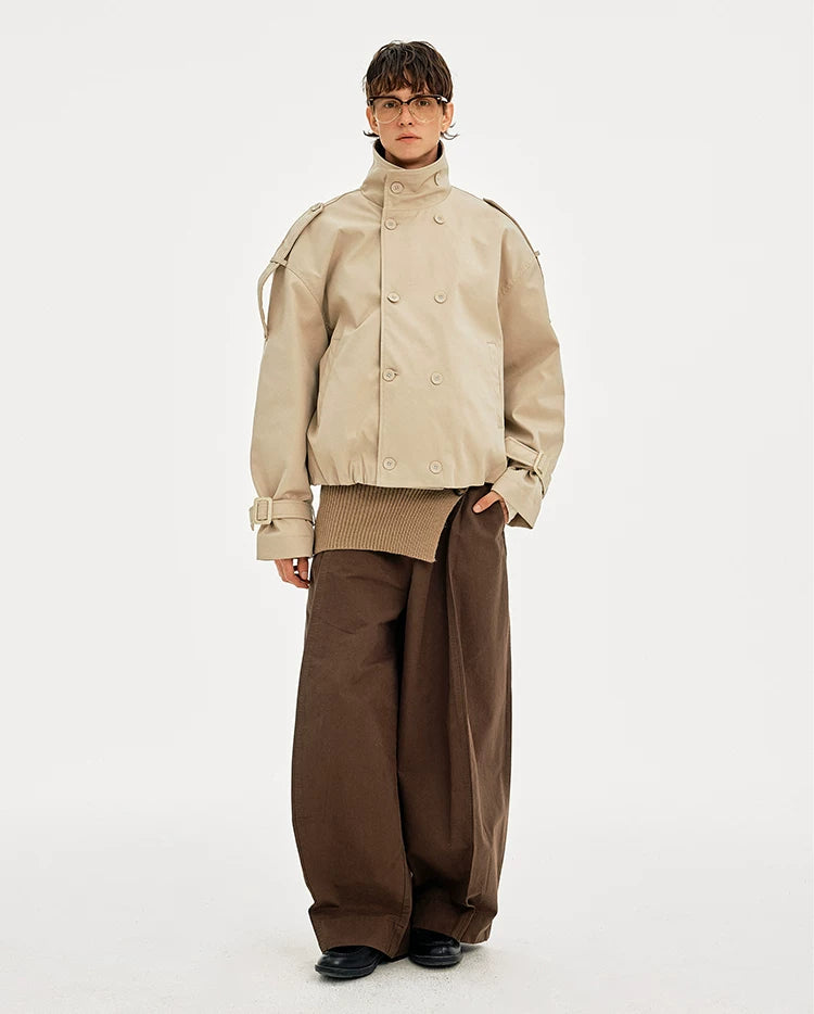 MADWITCH Double-breasted Stand-up Collar Thermal Tooling Jacket