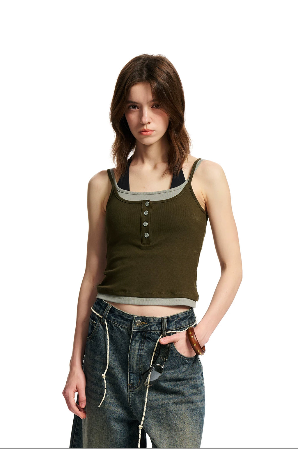 Loopsoon Fake Two-piece Versatile Contrasting Edge Suspenders