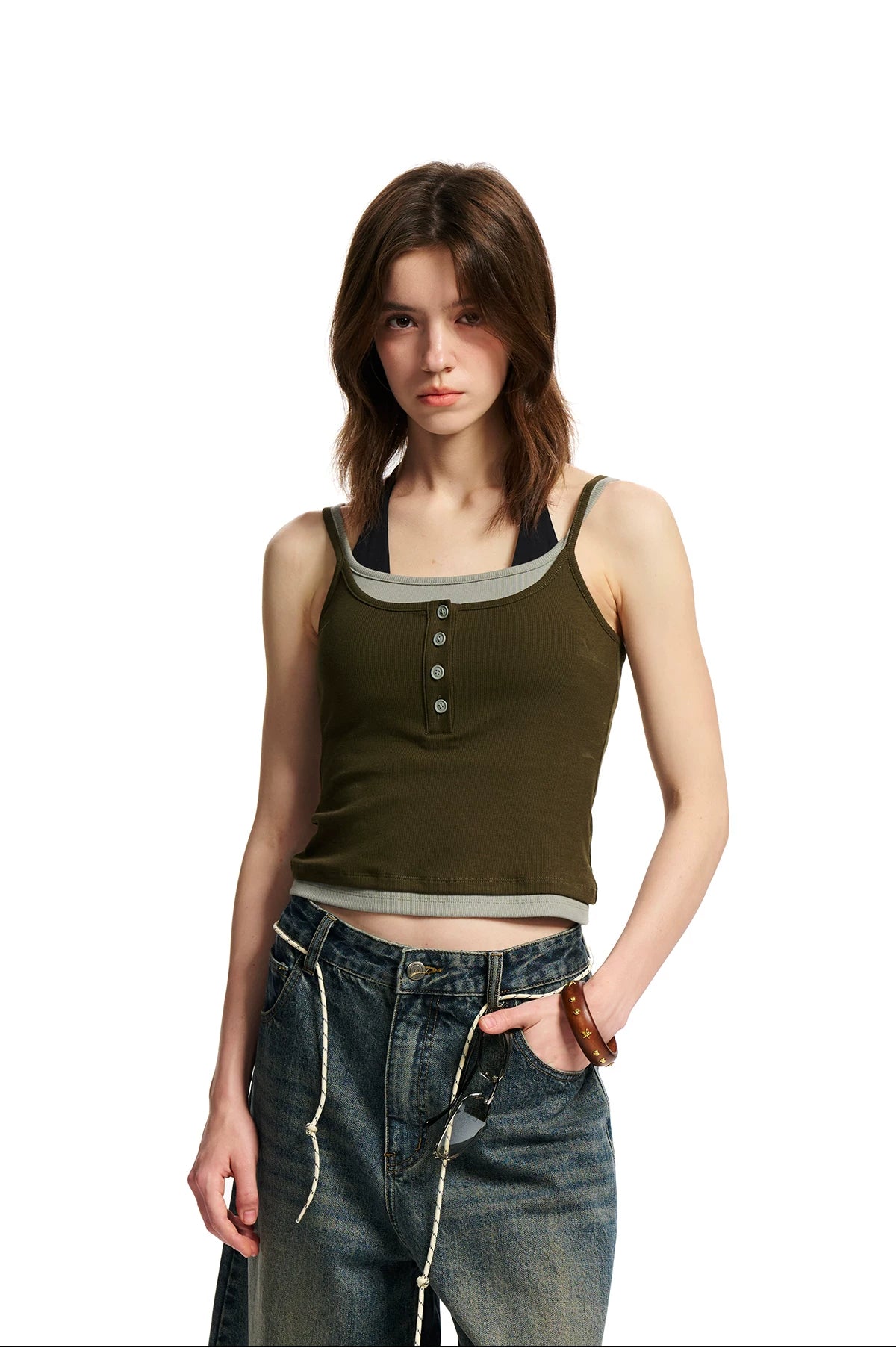 Loopsoon Fake Two-piece Versatile Contrasting Edge Suspenders