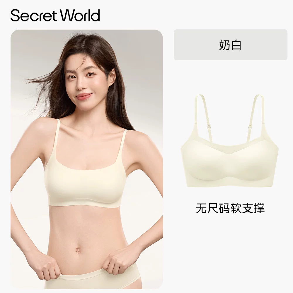 Secret World No Size Liquid Foundation Traceless Shoulder Strap Sports Bra