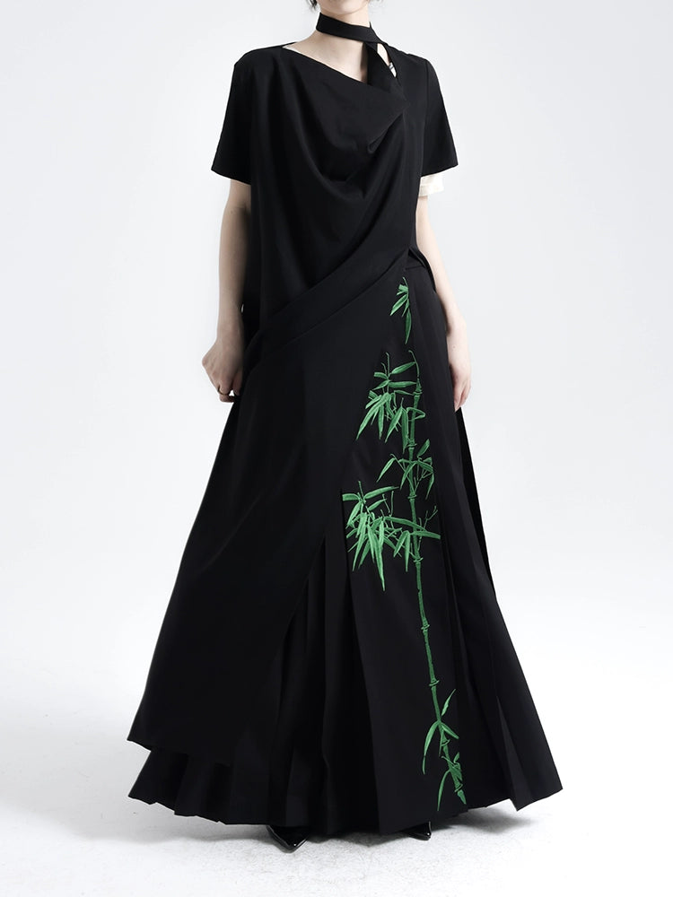 APOZi Embroidered New Chinese Style Skirt