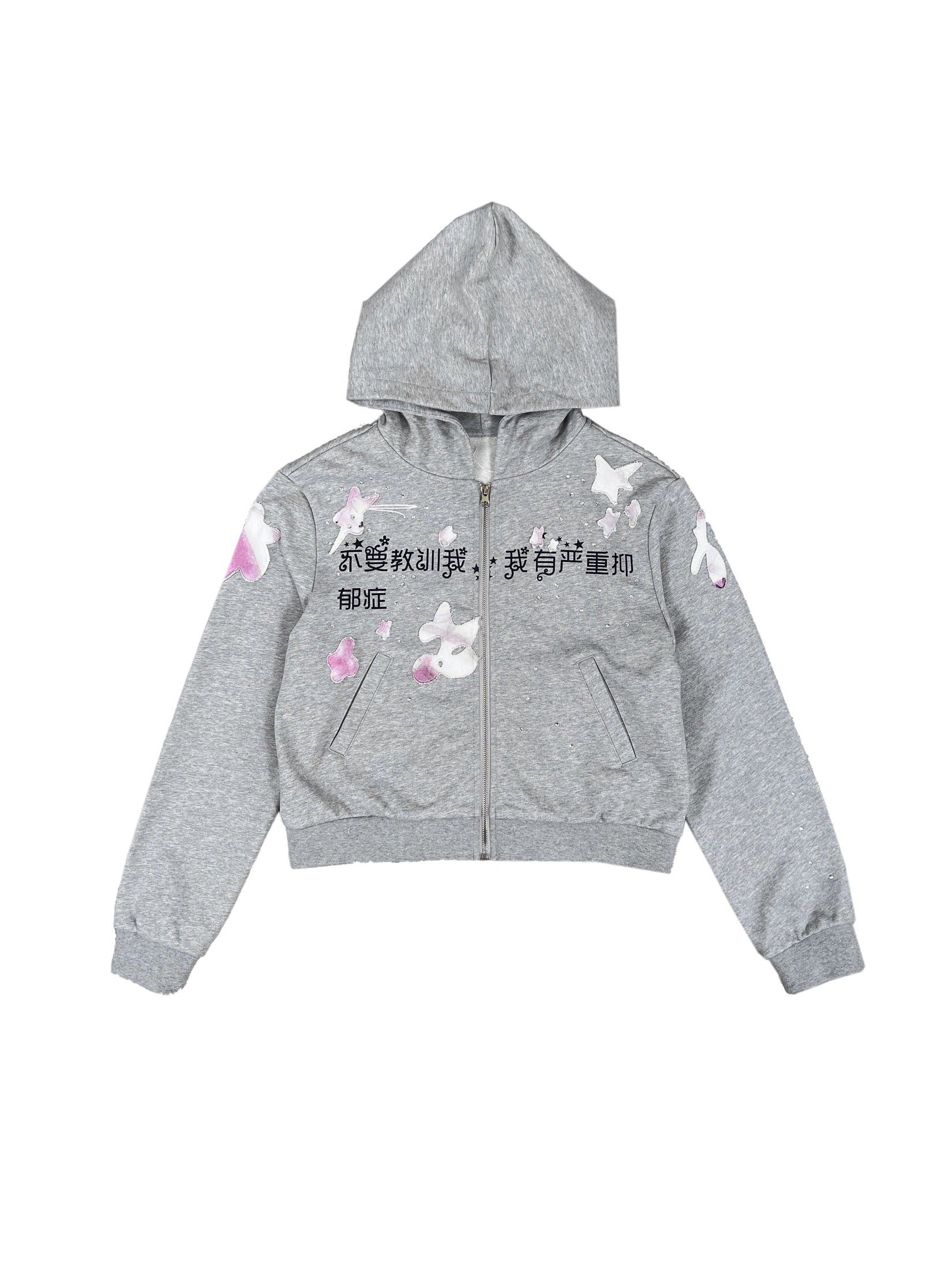 CHAI Hot Diamond Zipper Hooded Sweater Jacket