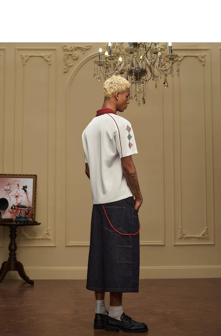 YADcrew Flash Diamond Lapel Polo Shirt