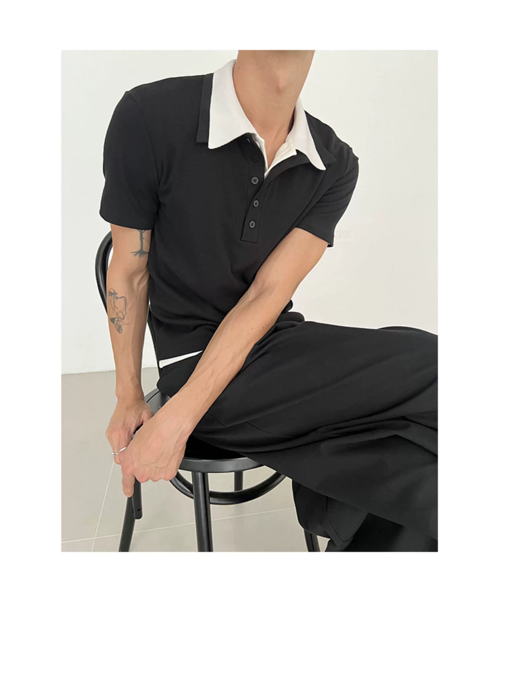 COLN Lapel Slim Casual Tee