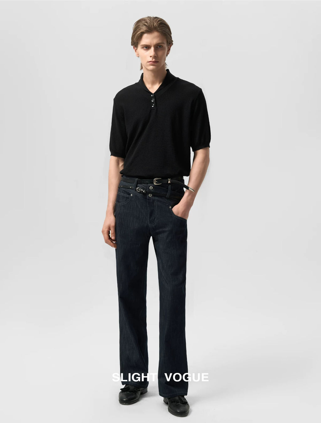 Slight Vogue Straight Double Waist Jeans