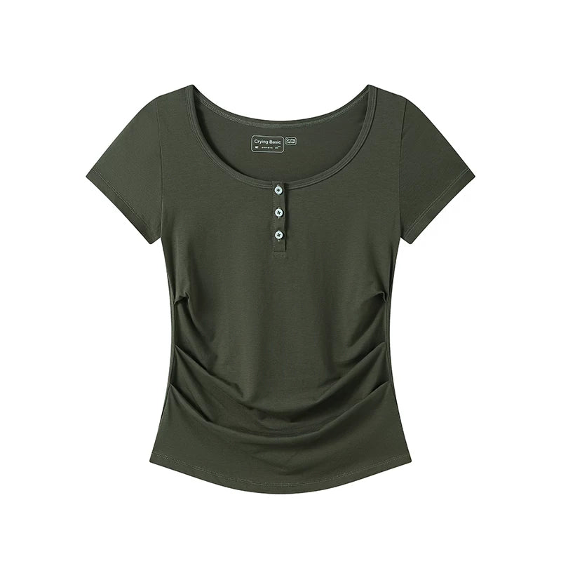 CryingCenter Round Neck Pleated Tee