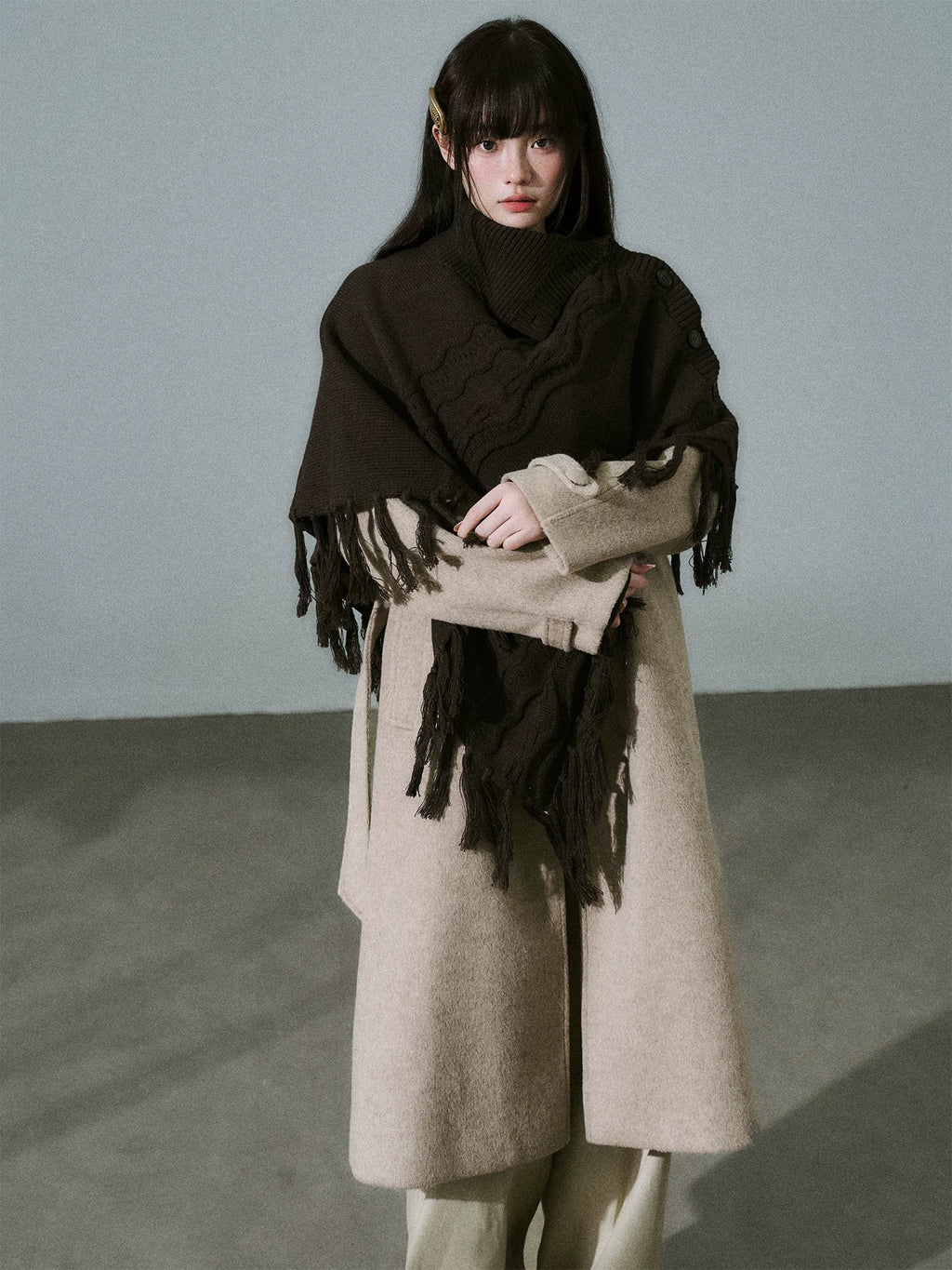 LOST FOREST Handmade Versatile Fringed Shawl Cape