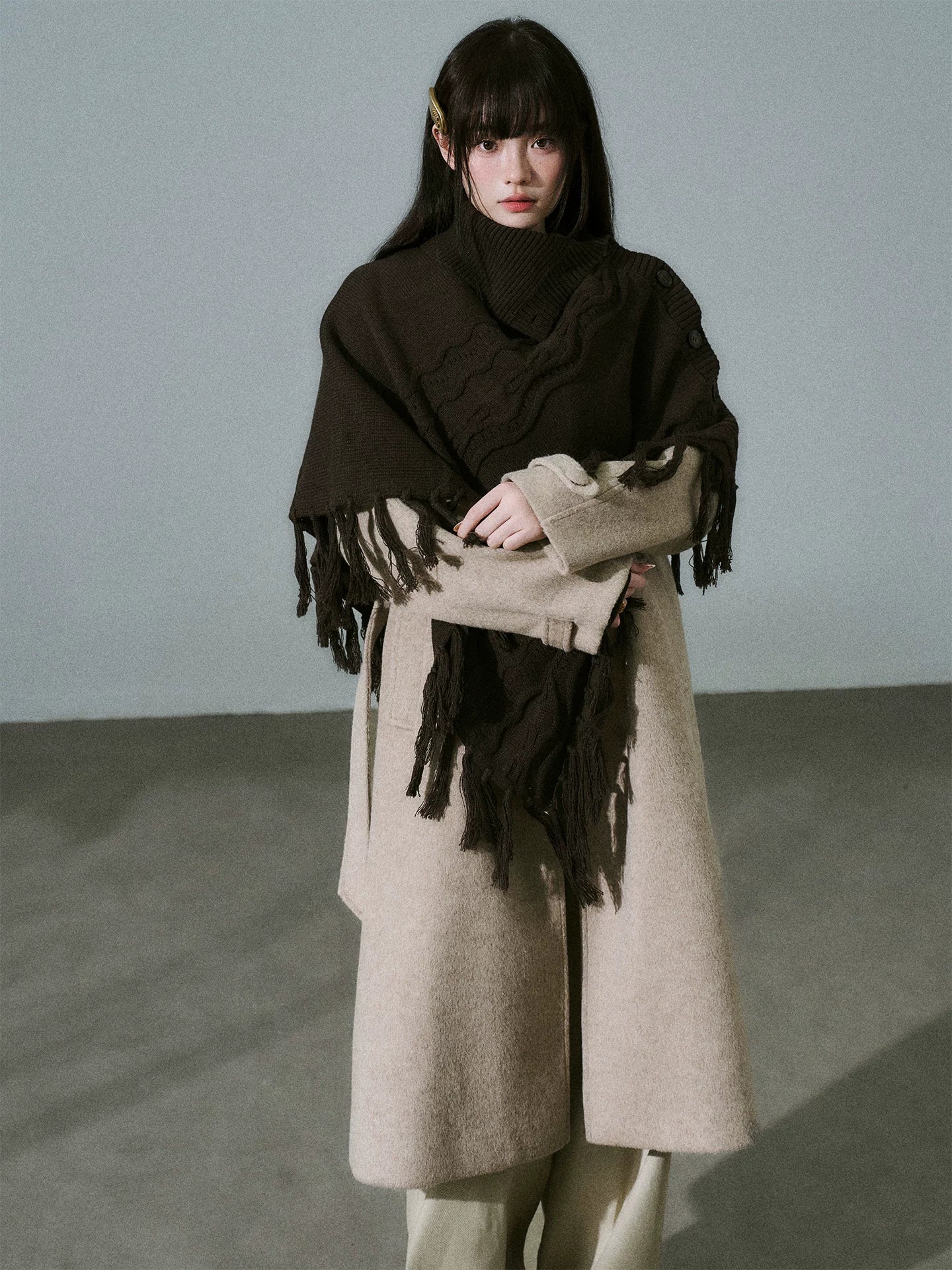 LOST FOREST Handmade Versatile Fringed Shawl Cape
