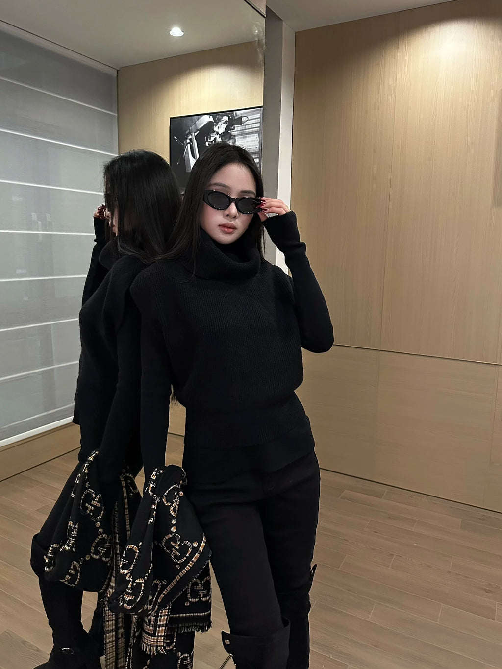 CHUYUQI Stacked Collar Vest Sweater Thin Two-piece Set