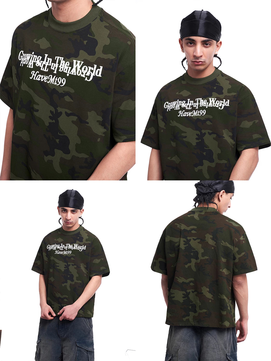 MT99 Camouflage Letter Embroidery Versatile Tee
