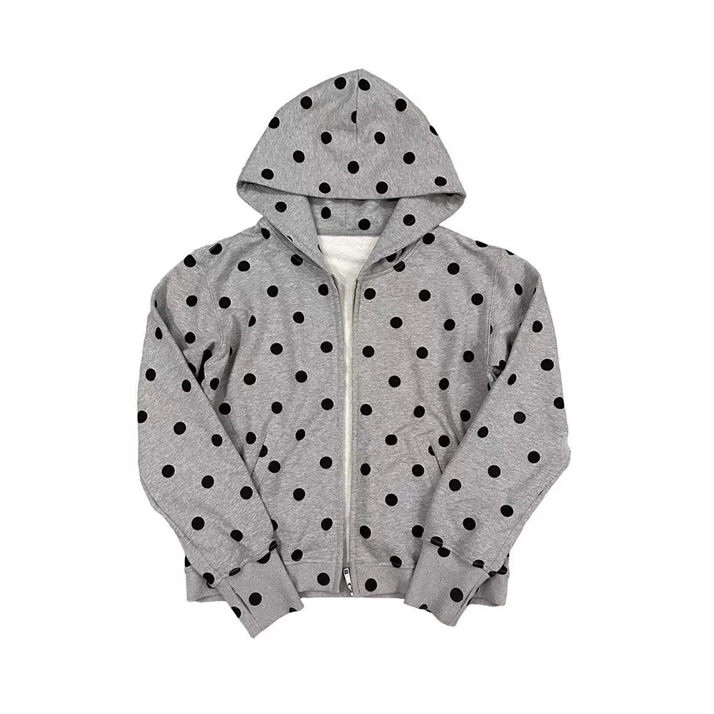FTS Polka Dot Shoulder Short Zip Hooded Jacket