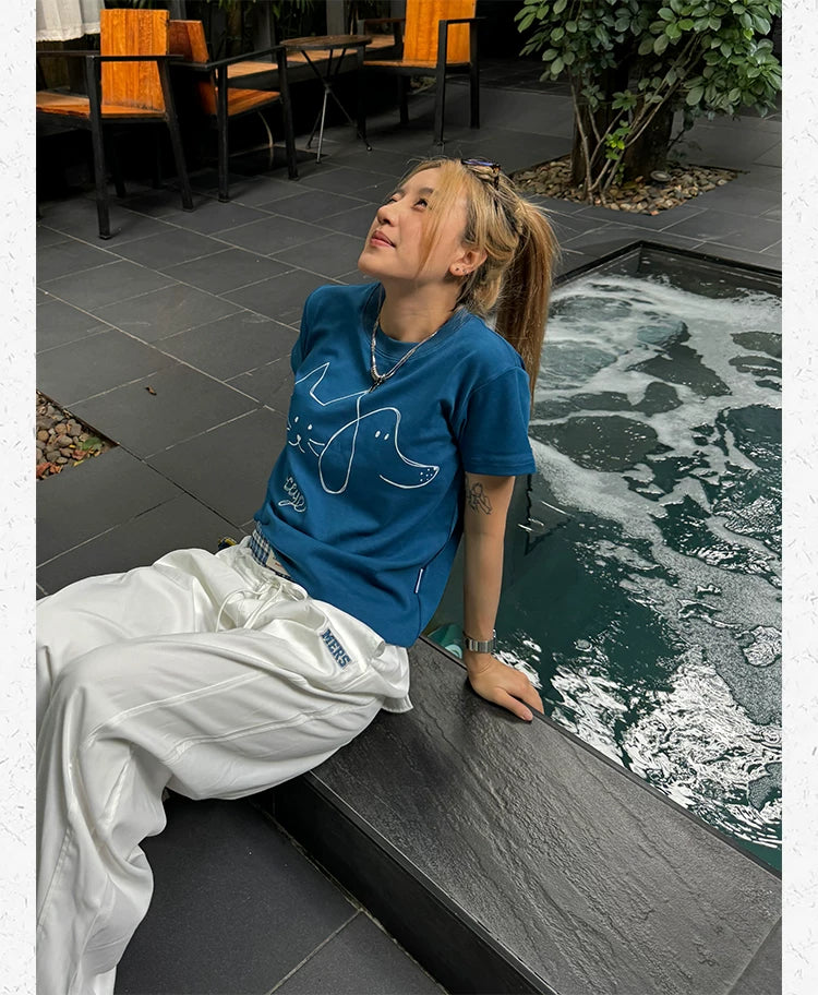 CCYE Stick Figure Front Shoulder Casual Tee