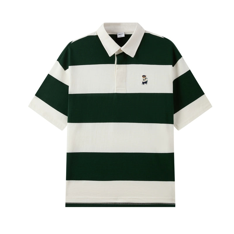 SPAO Men's Striped POLO Collar Short-sleeved T-shirt SPHWF24C51