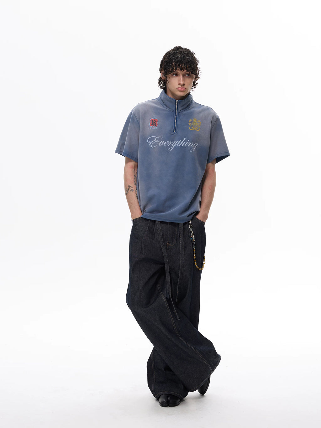 WLNEXT Half Zipper Front Shoulder Casual Tee