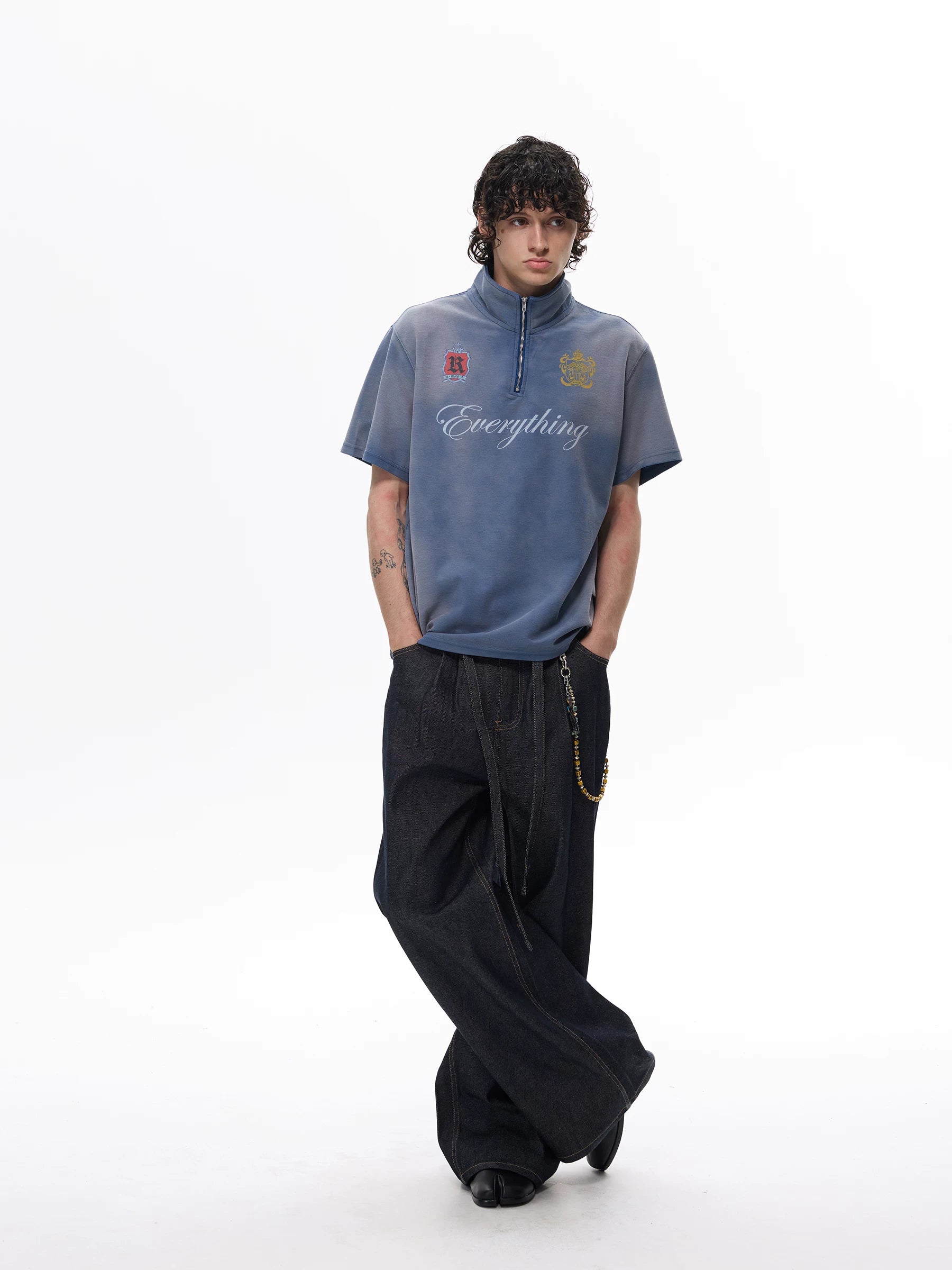 WLNEXT Half Zipper Front Shoulder Casual Tee