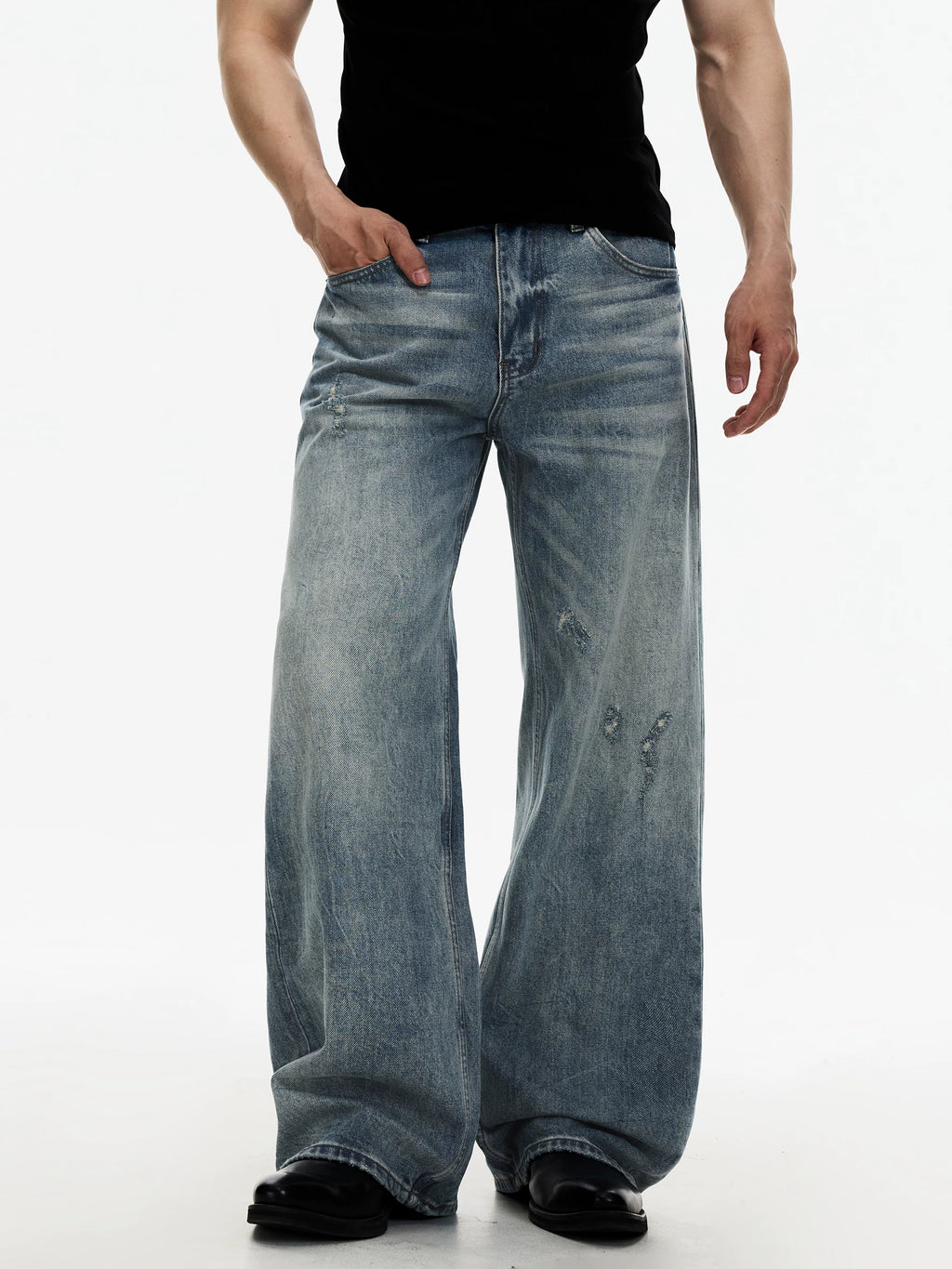 DAY NY Casual Wide-leg Ripped Jeans