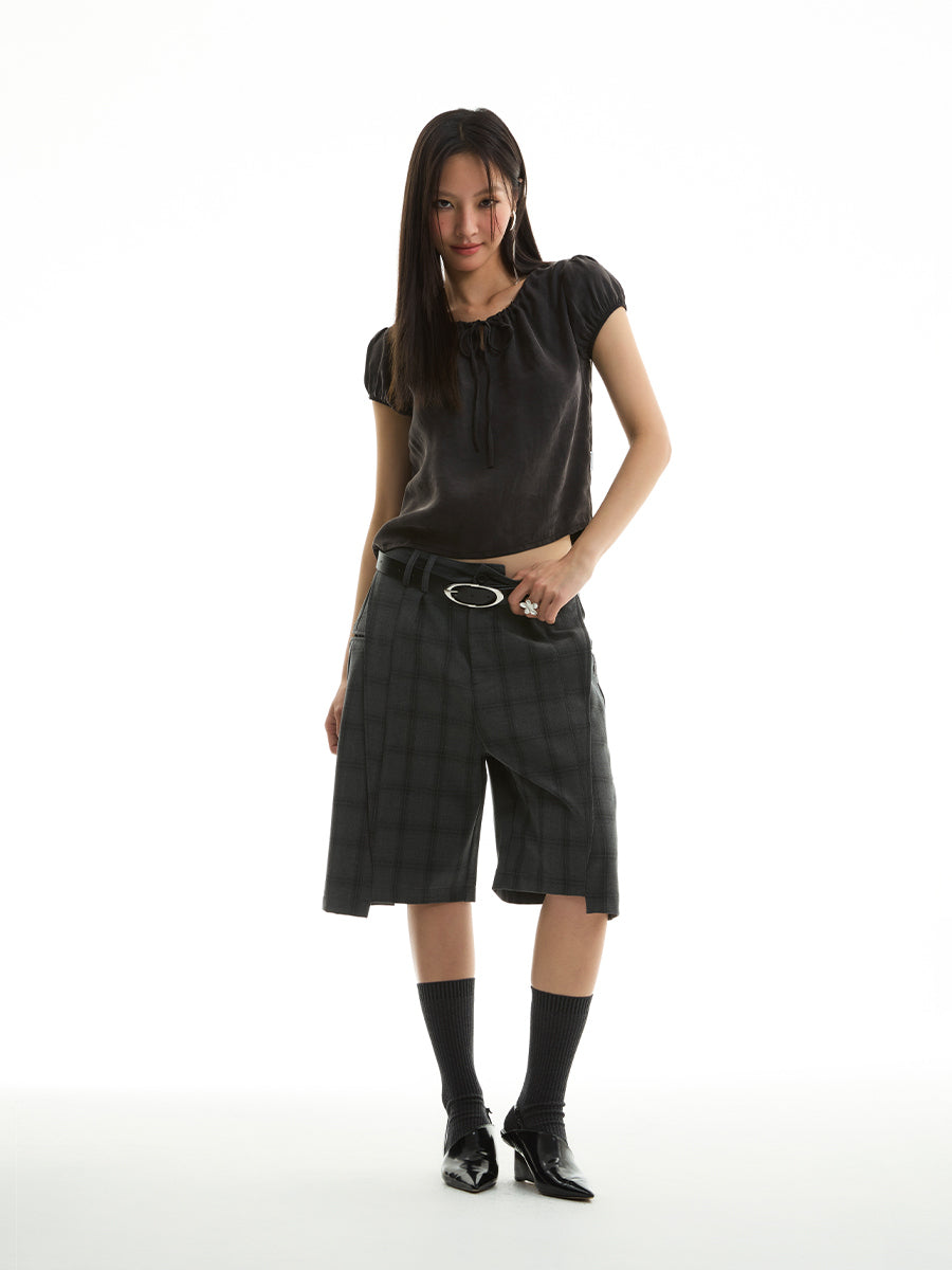 FUNKYFUN Splicing Staggered Trousers Suit Shorts