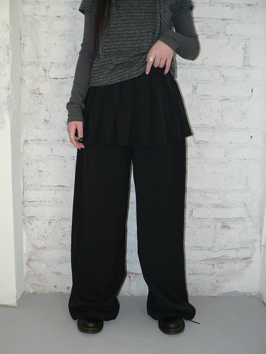 Ang:project Korean Fake Two-piece Splicing Trousers with Strap Culottes