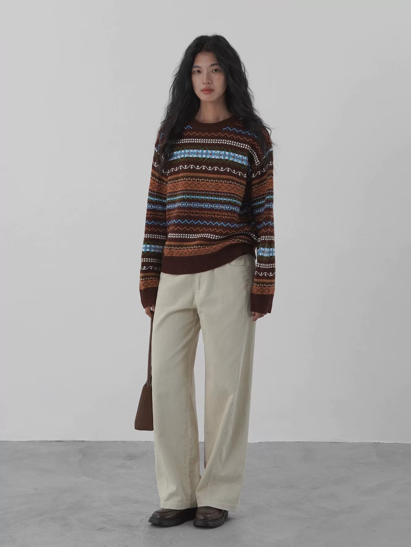 EIGHTHMONTH Vintage Loose Contrast Striped Sweater