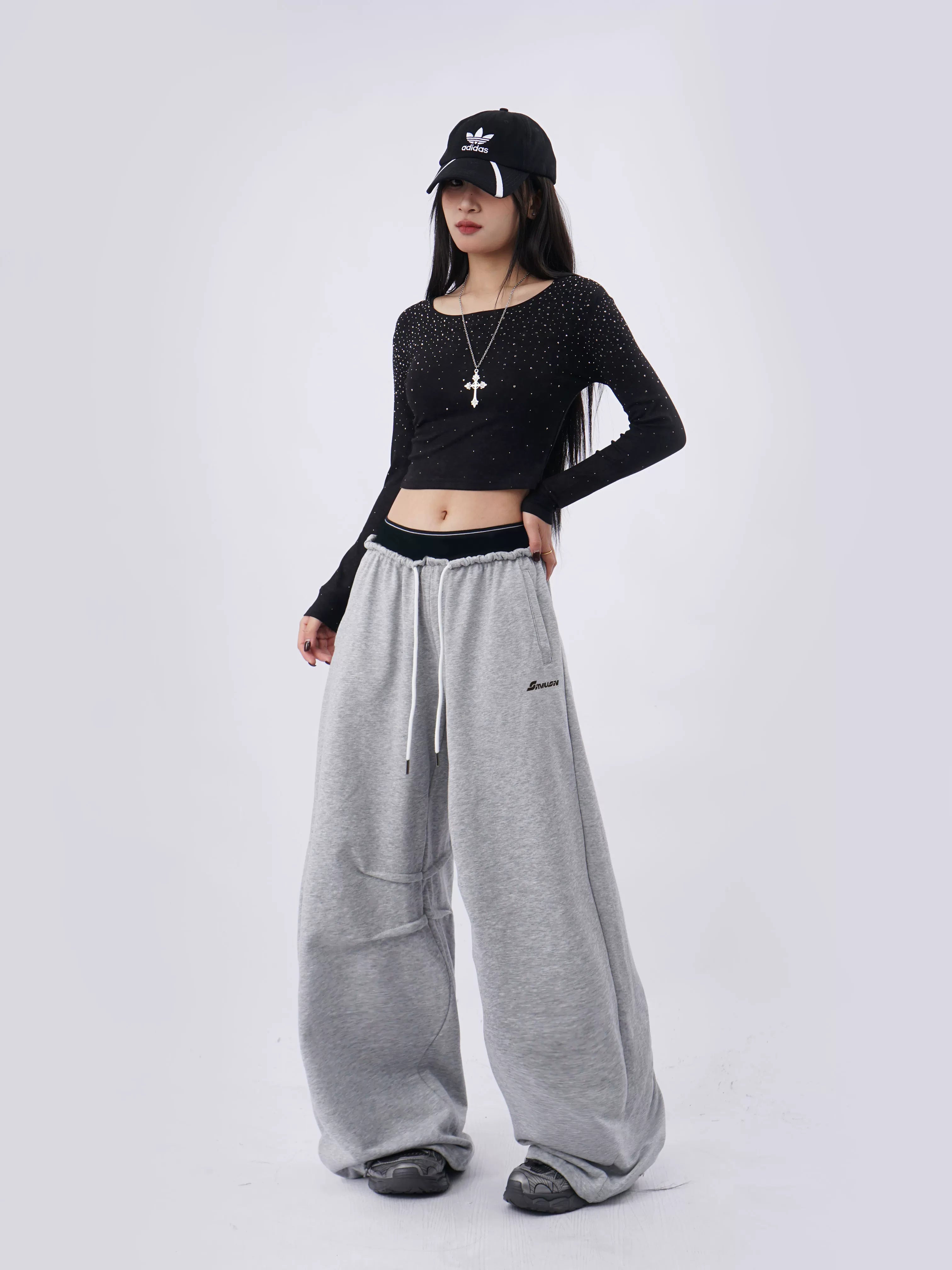 SAMUSAN Irregular Hot Diamond Short Long Sleeve