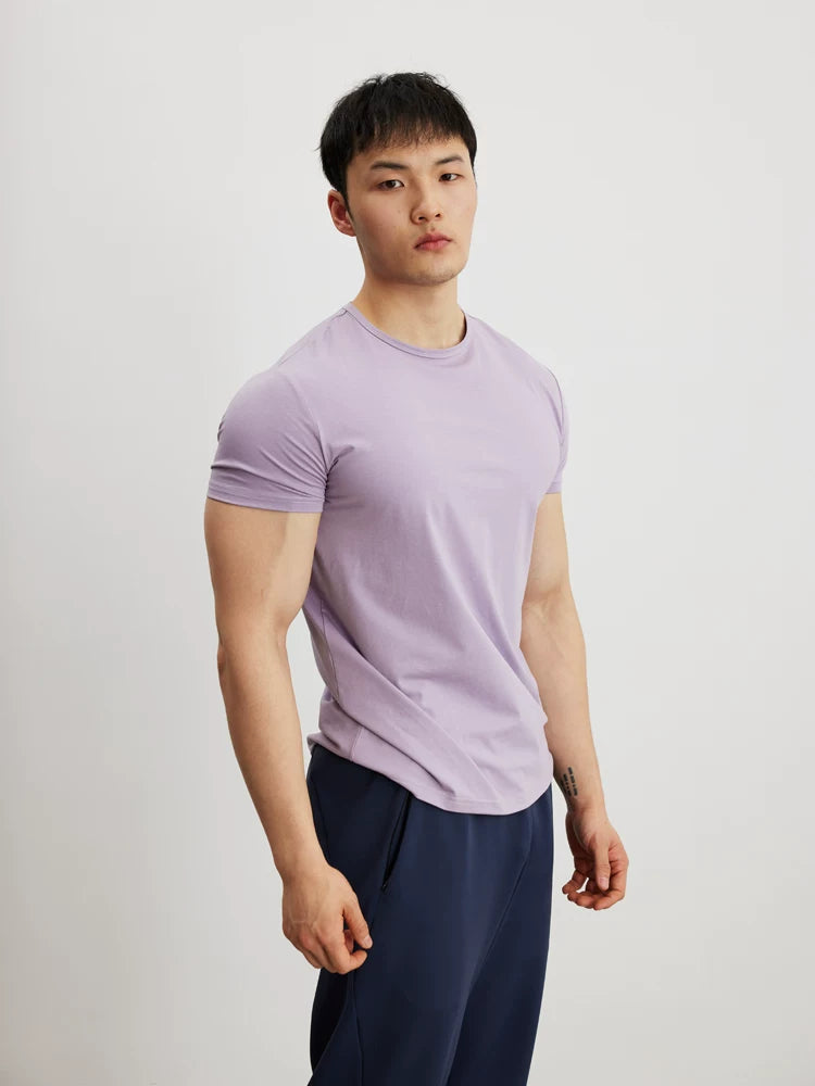 AFTERGLOW Crew Neck Front Shoulder Casual Tee