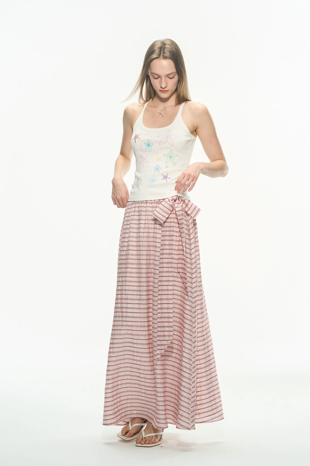 THELIGHT Striped Loose Breathable Strap Dress