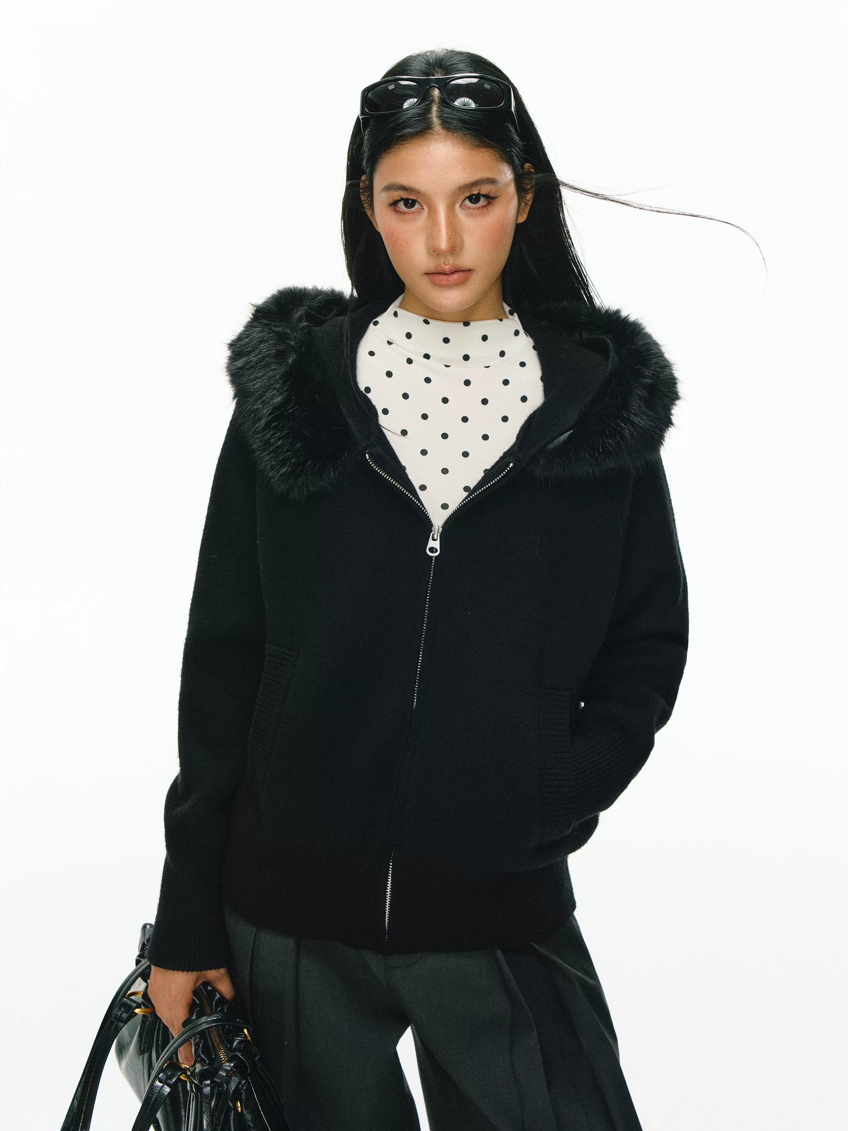 Ariseism Simple Casual Fur Collar Jacket