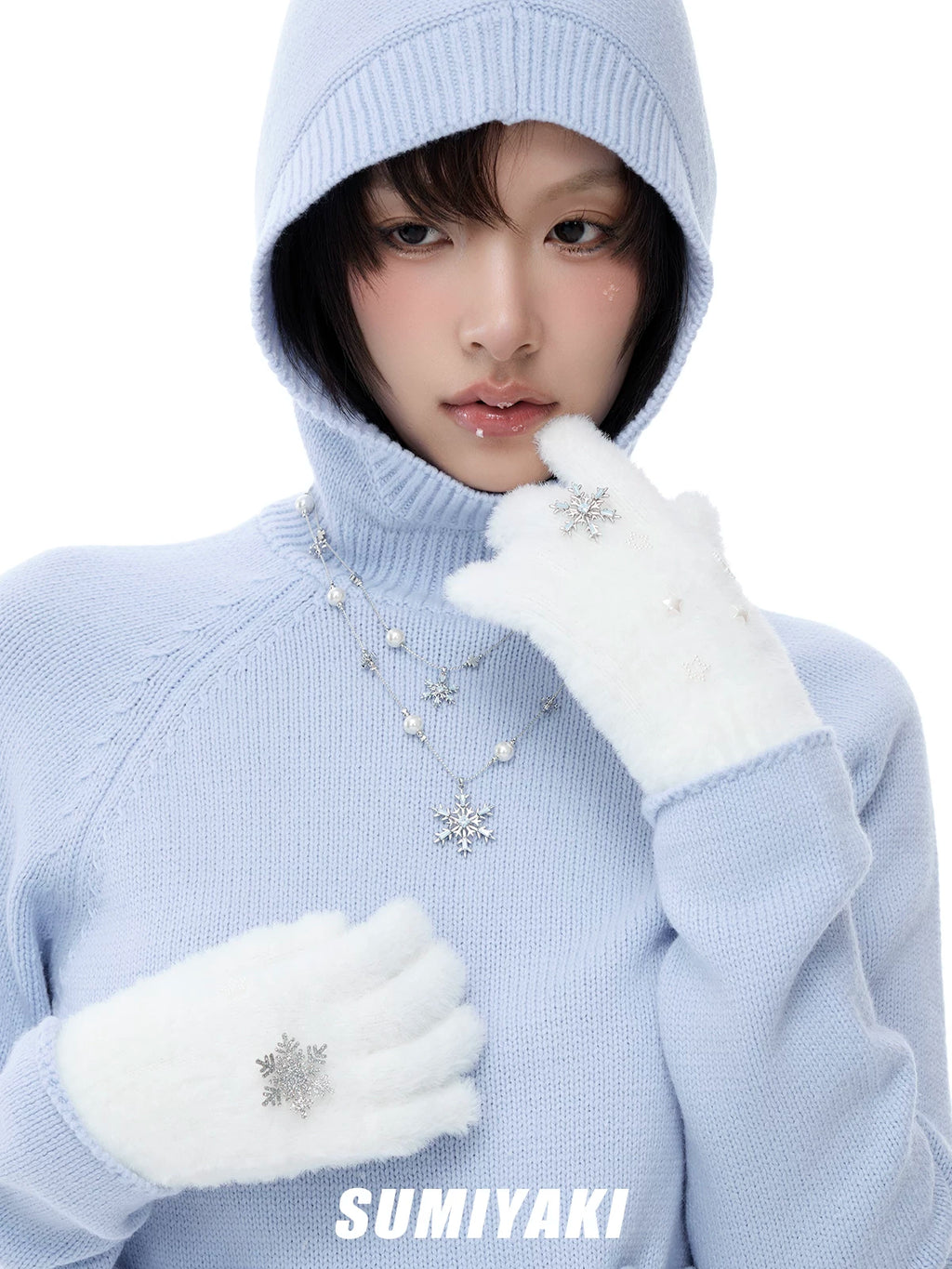 SUMIYAKI Double Snowflake Pearl Necklace
