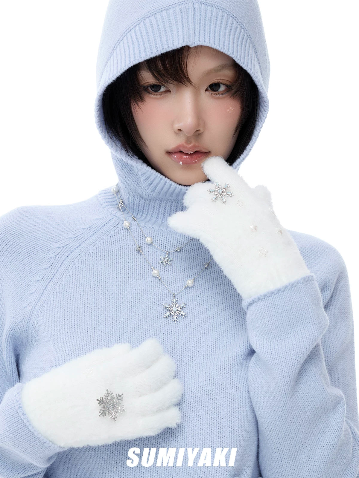 SUMIYAKI Double Snowflake Pearl Necklace