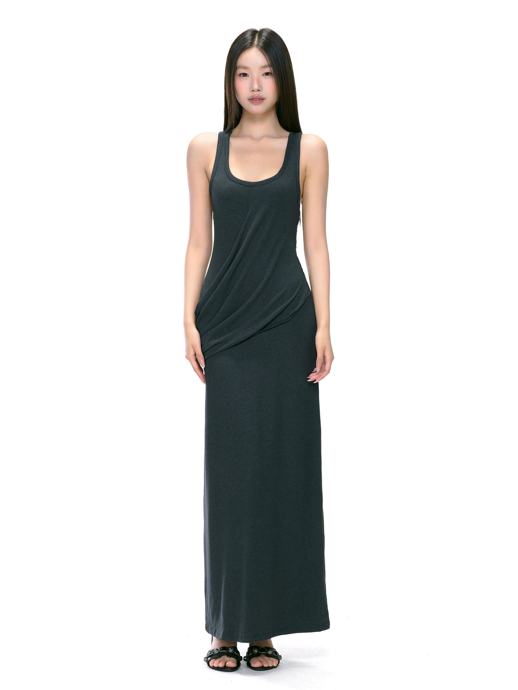 WITHMIN Sleeveless Pleated Vest Dress