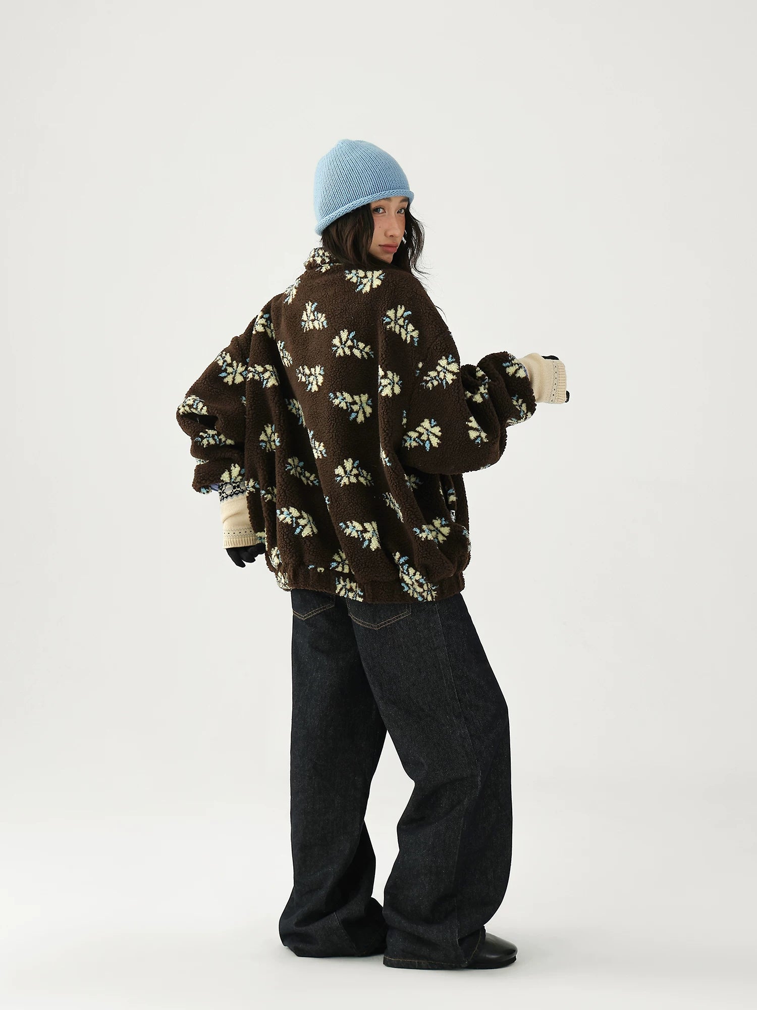 AceStudios Vintage Flower Full Print Lambwool Coat